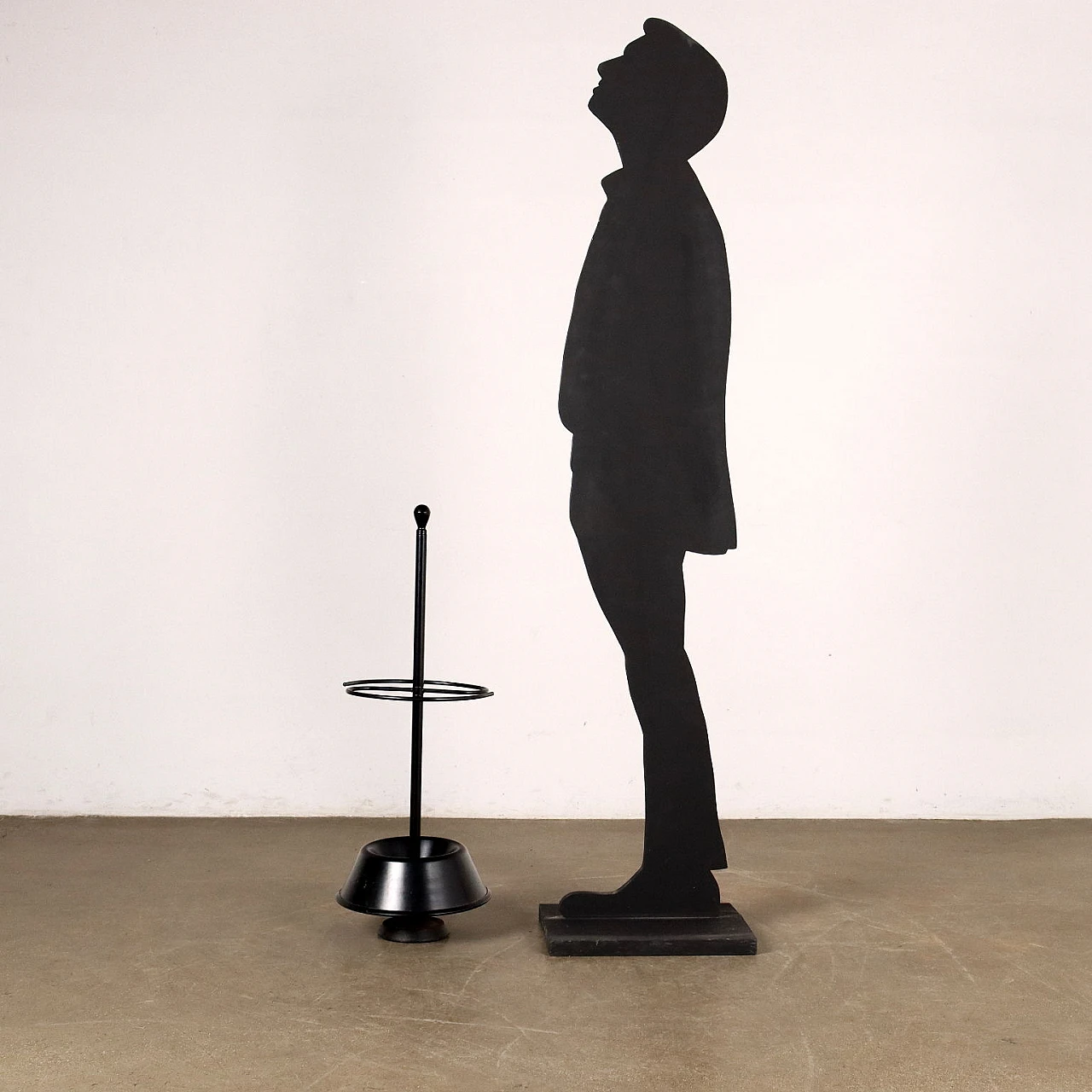 Black enameled metal umbrella stand, 1980s 2