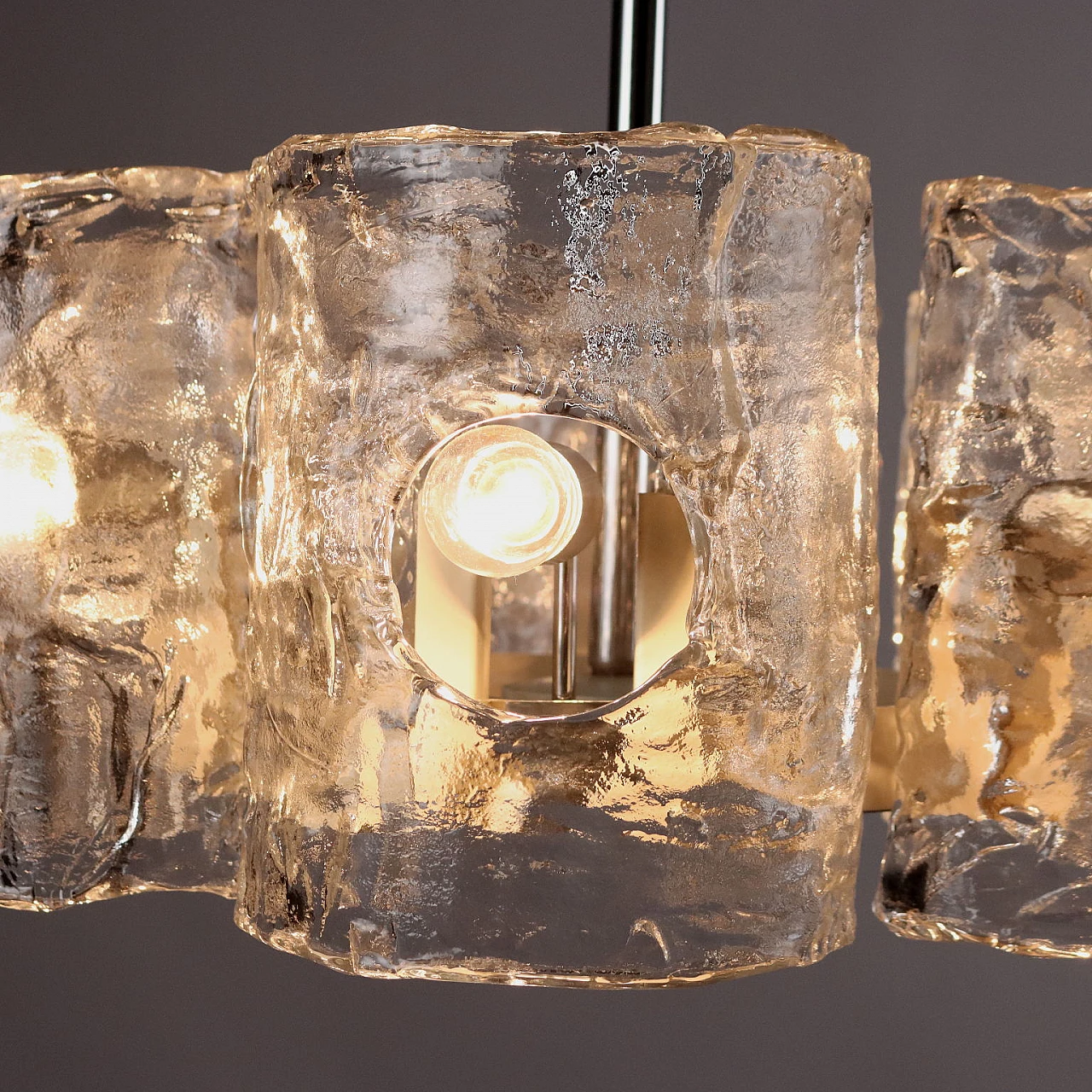 Chandelier with metal, aluminium and blown glass frame, 1970s 3