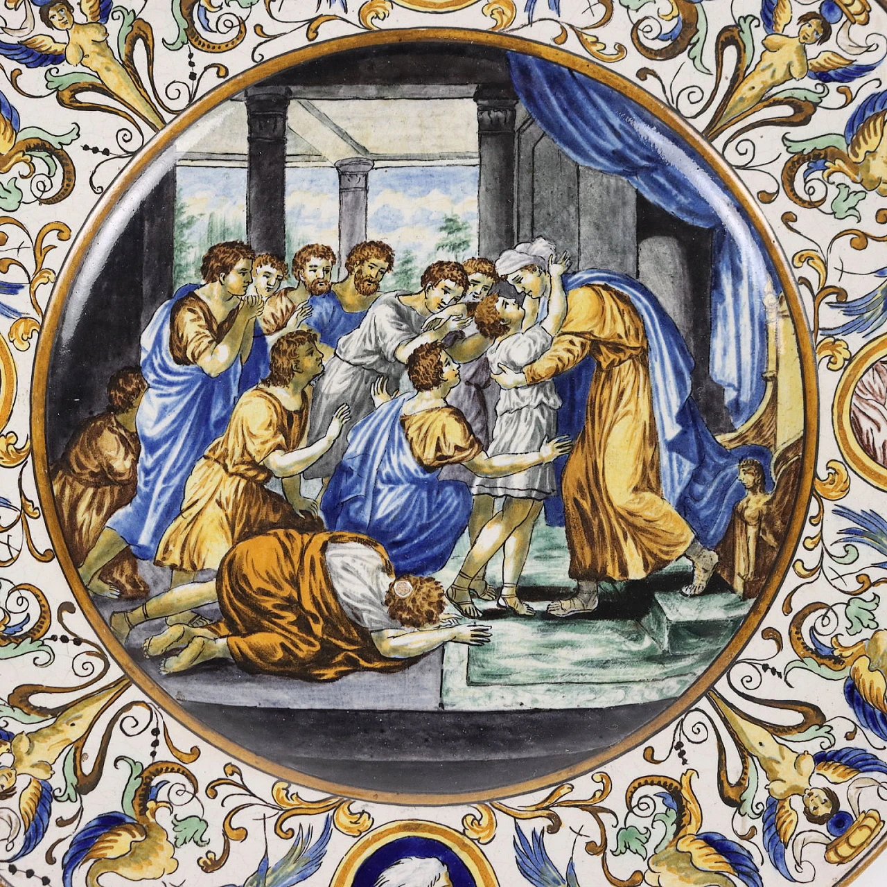 Pair of polychrome ceramic parade plates, second half of the 19th century 3