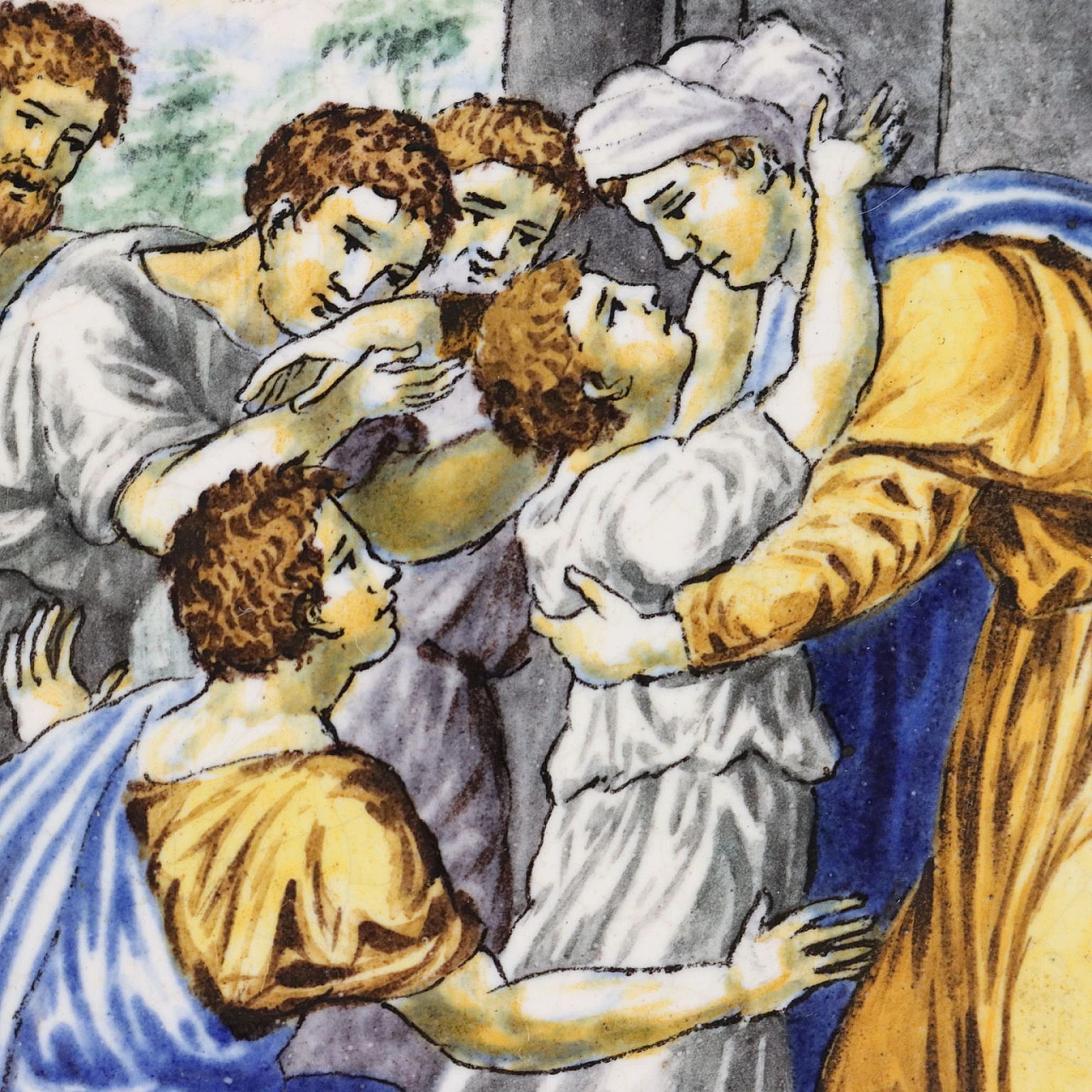 Pair of polychrome ceramic parade plates, second half of the 19th century 4