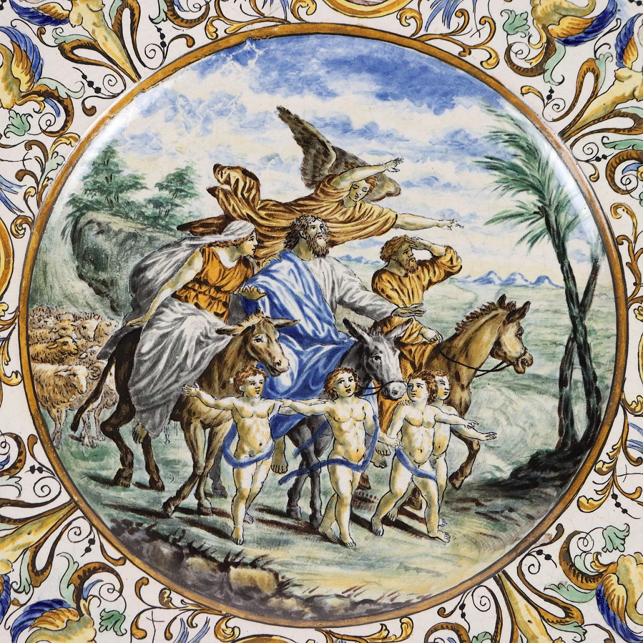 Pair of polychrome ceramic parade plates, second half of the 19th century 9