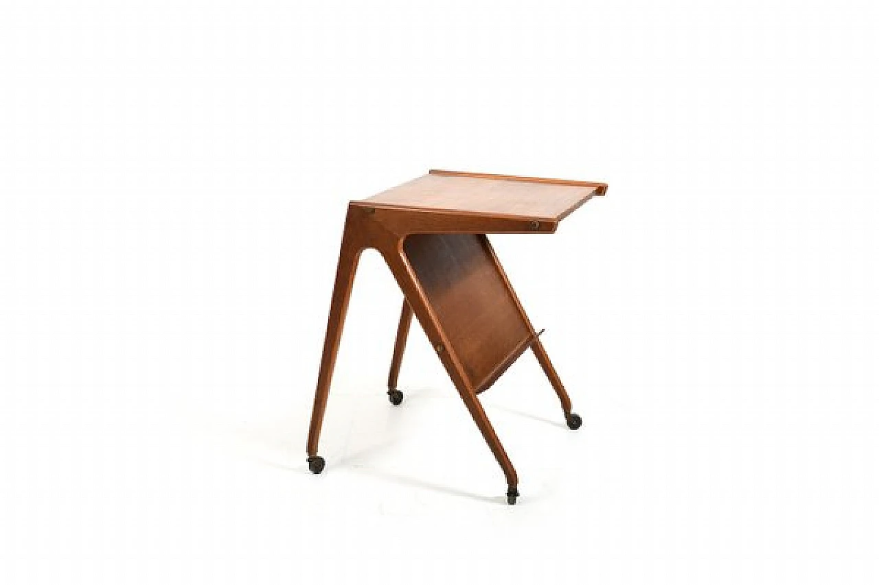 Carrello di servizio danese in rovere patinato, anni '50 2