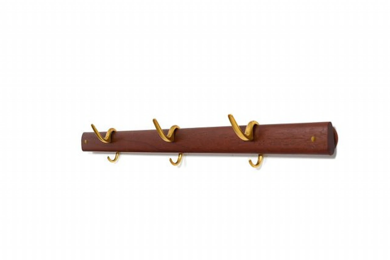 Teak and brass coat hanger by Carl Auböck, 1950s | intOndo