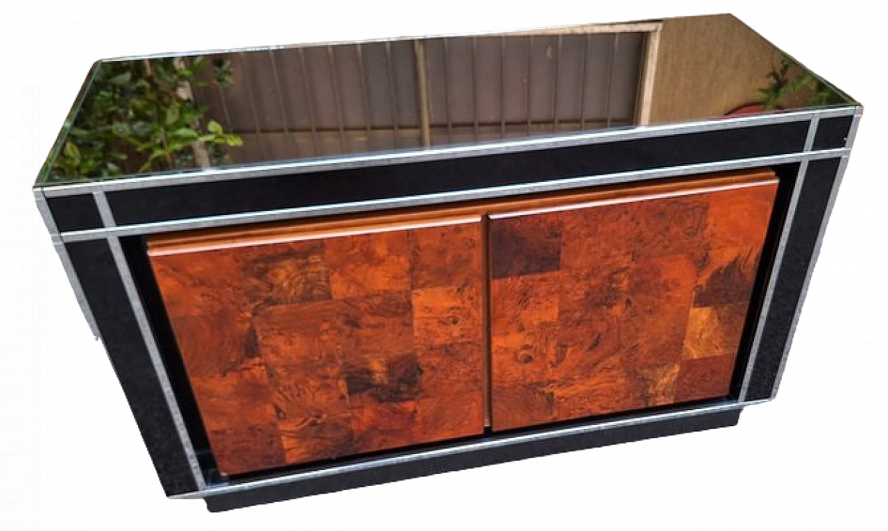 Laquered sideboard in walnut briar & metal by Gorgoni for Turri, 1960s 8