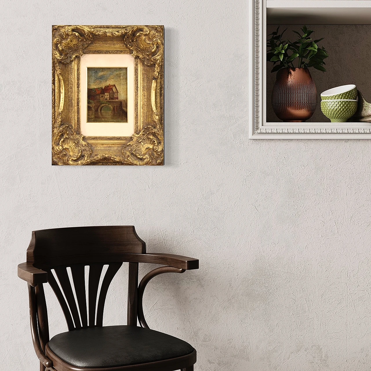 Paesaggio sul fiume, dipinto inglese olio su tela 1412463