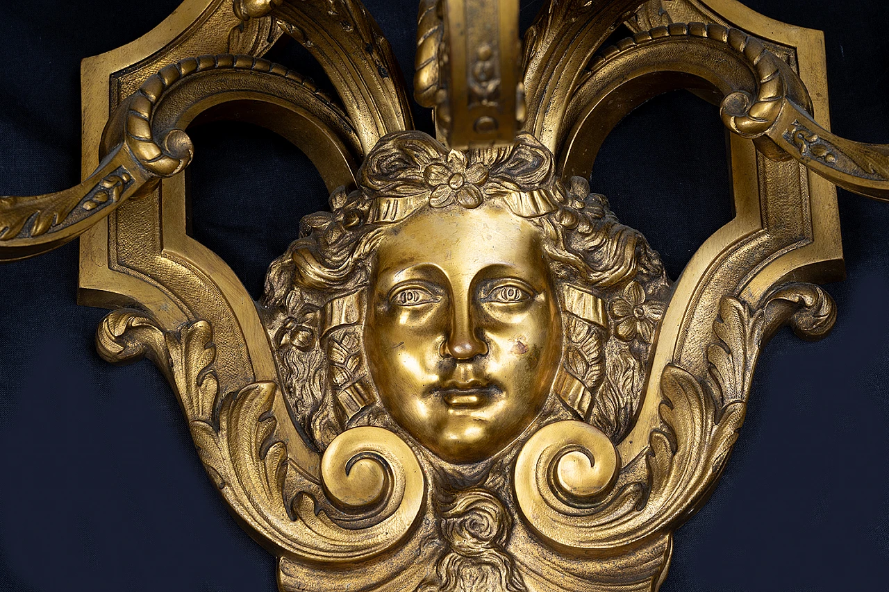 Pair of Napoleon III gilded bronze wall lights, 19th century 4