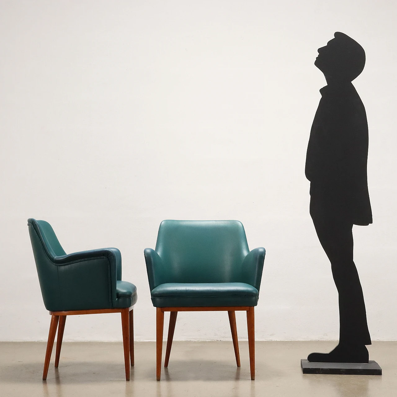 8 Poltroncine in similpelle con gambe in faggio di Cassina, anni '50 2