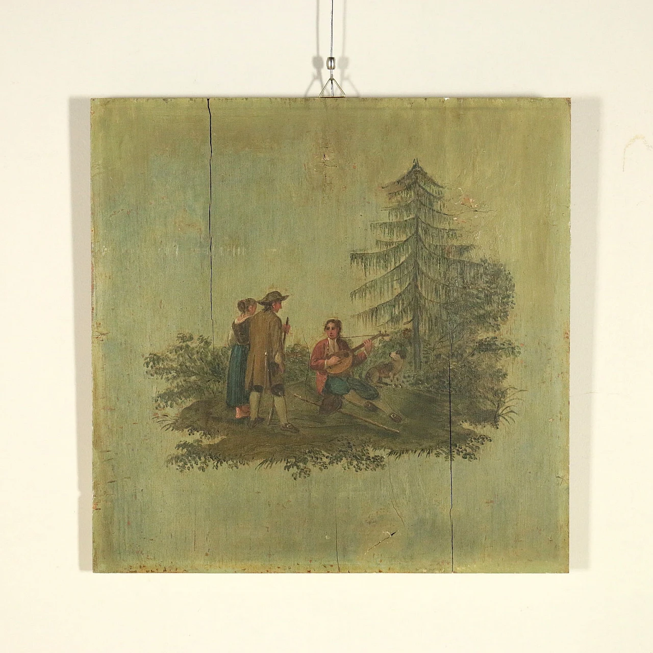 4 Oil-painted wood panels with pastoral scenes, 19th century 4