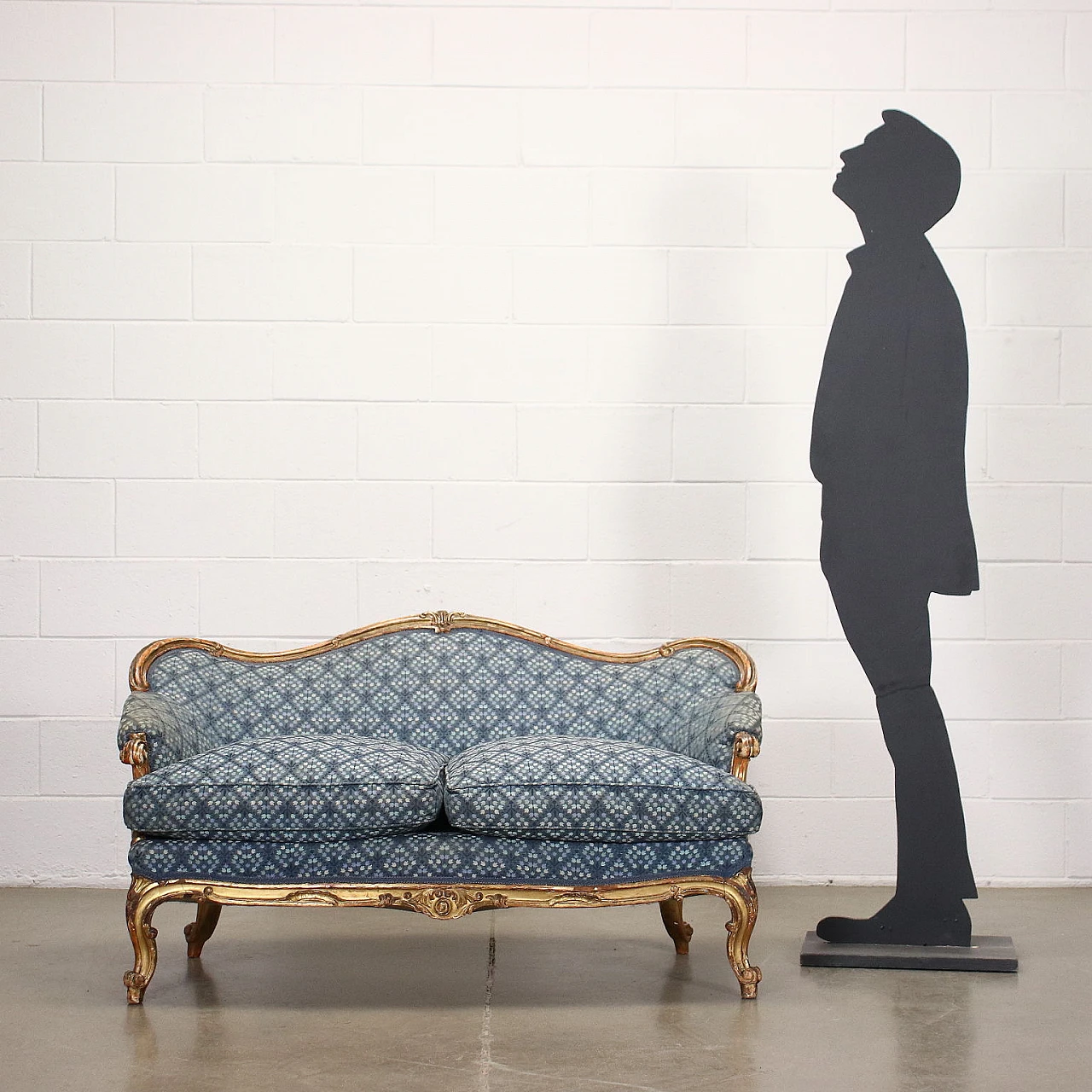 Rococo style gilded wood and fabric sofa, mid-19th century 2