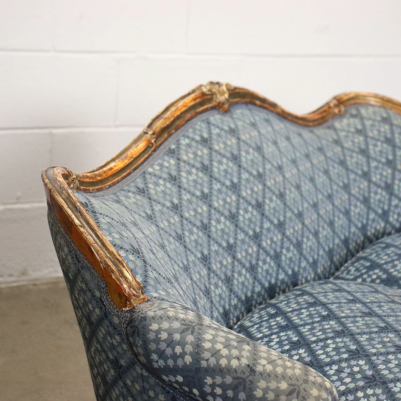 Rococo style gilded wood and fabric sofa, mid-19th century 3