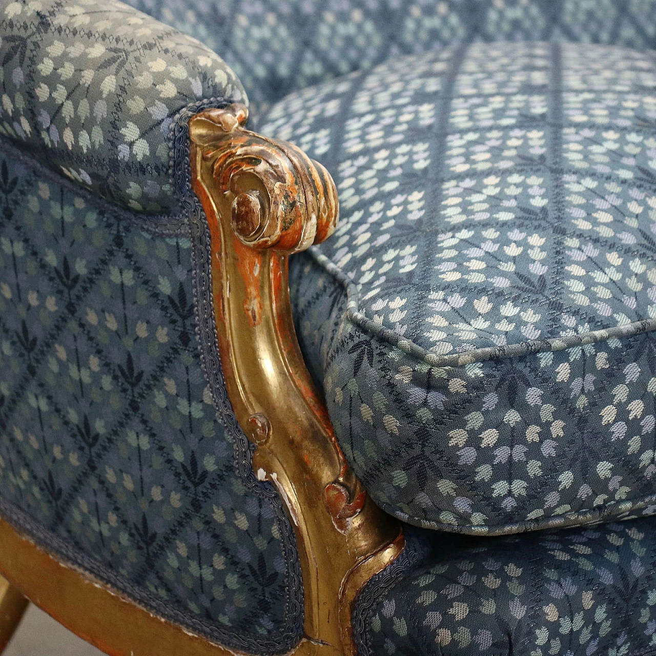 Rococo style gilded wood and fabric sofa, mid-19th century 5