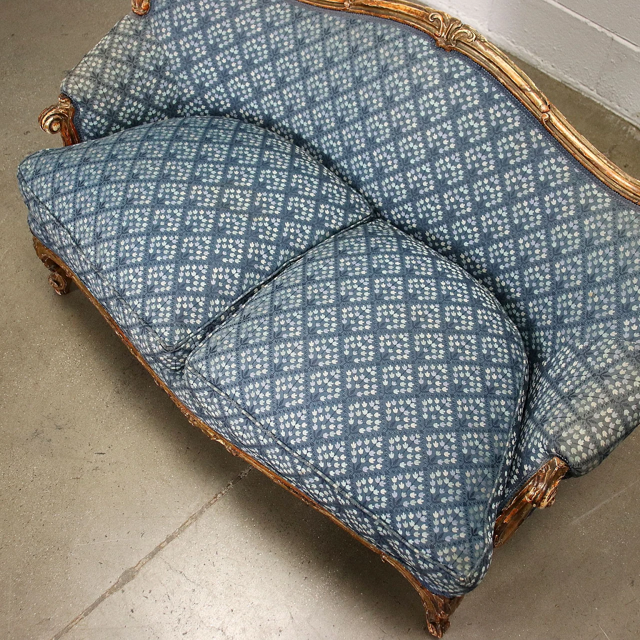 Rococo style gilded wood and fabric sofa, mid-19th century 7