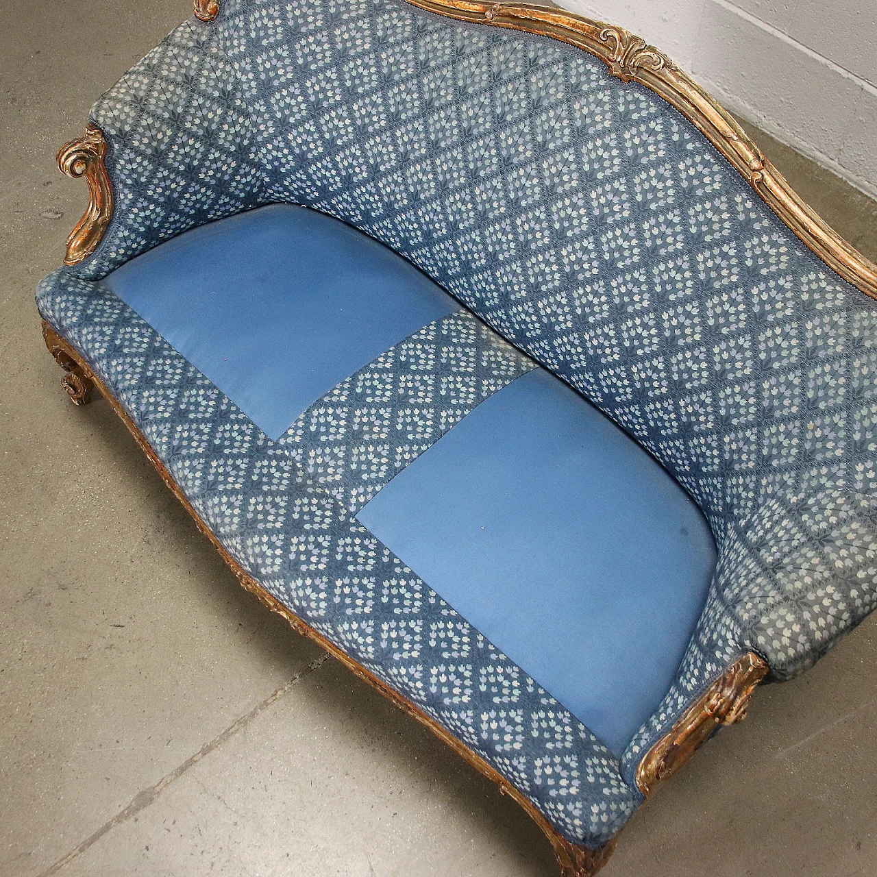 Rococo style gilded wood and fabric sofa, mid-19th century 8