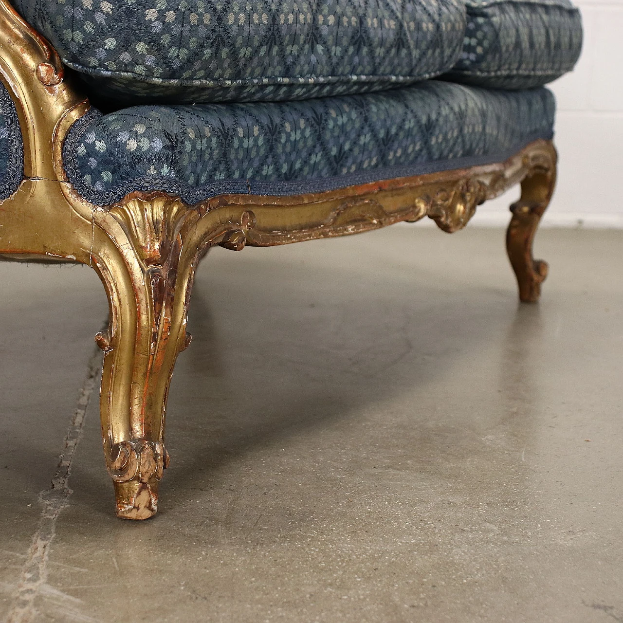Rococo style gilded wood and fabric sofa, mid-19th century 9