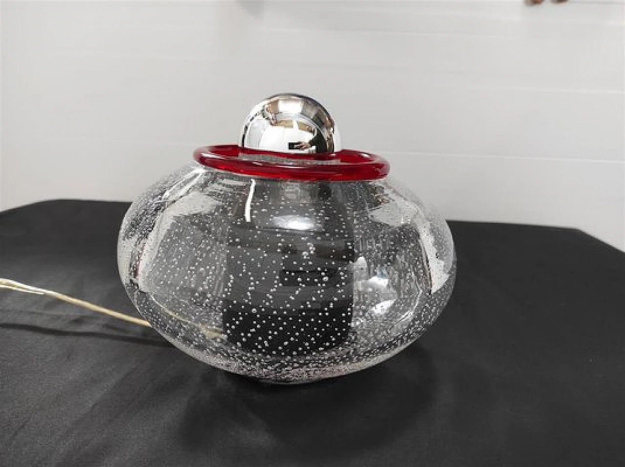 5 Appliques in vetro di Murano trasparente e rosso di Leucos, anni '70 1