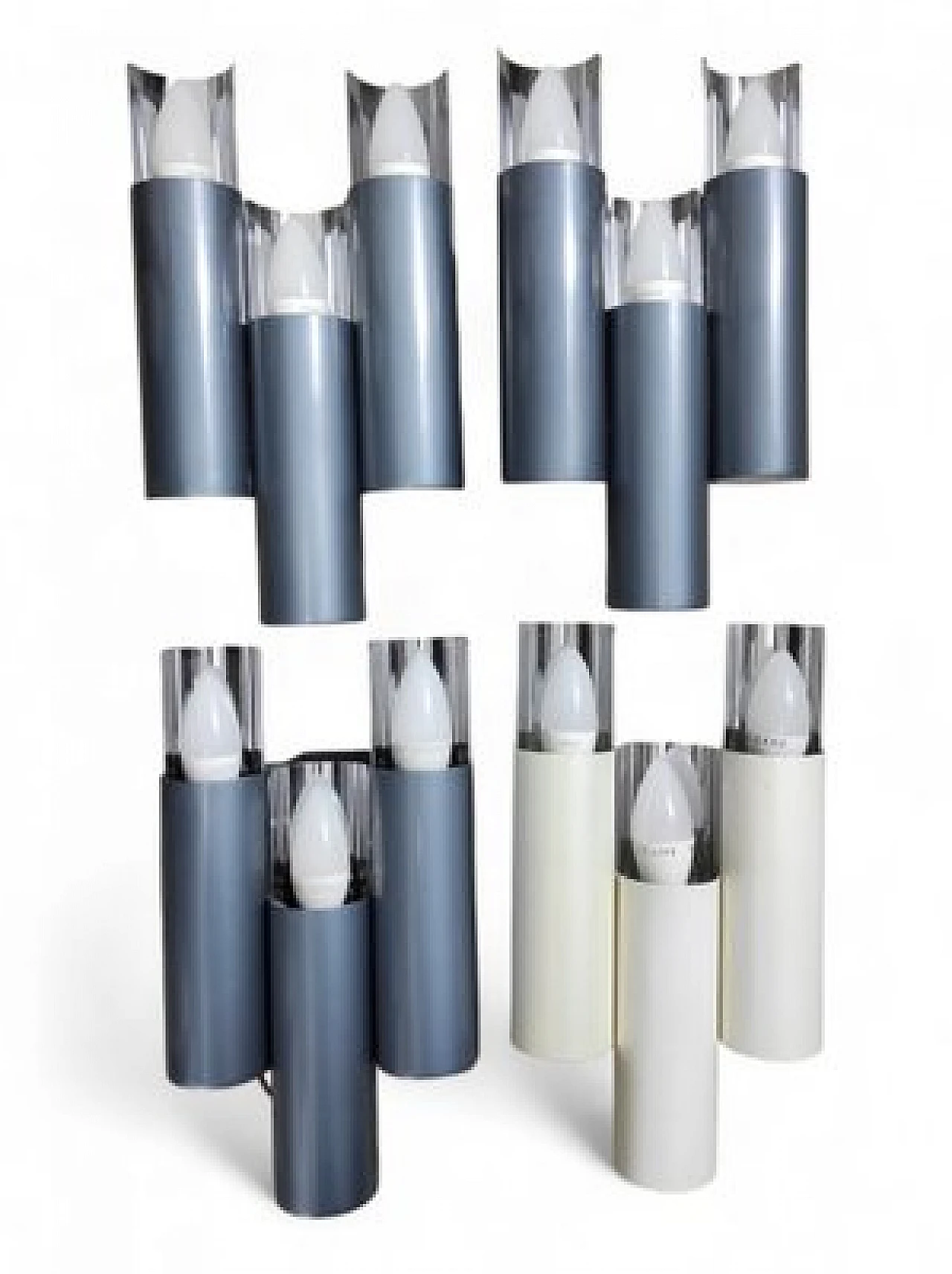 4 Appliques in metallo cromato e laccato di Stilnovo, anni '60 5