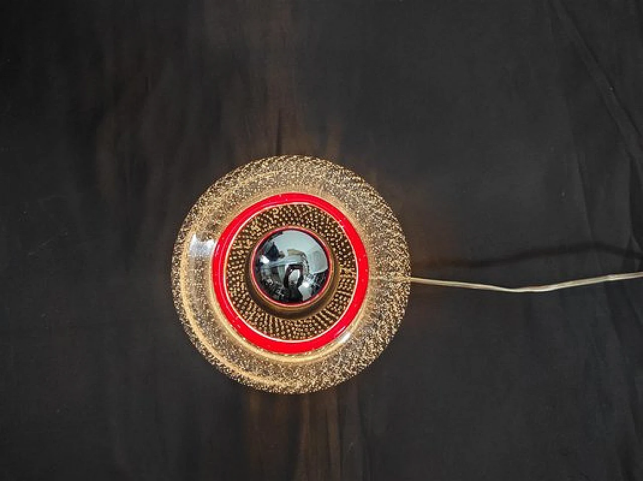 5 Appliques in vetro di Murano trasparente e rosso di Leucos, anni '70 8