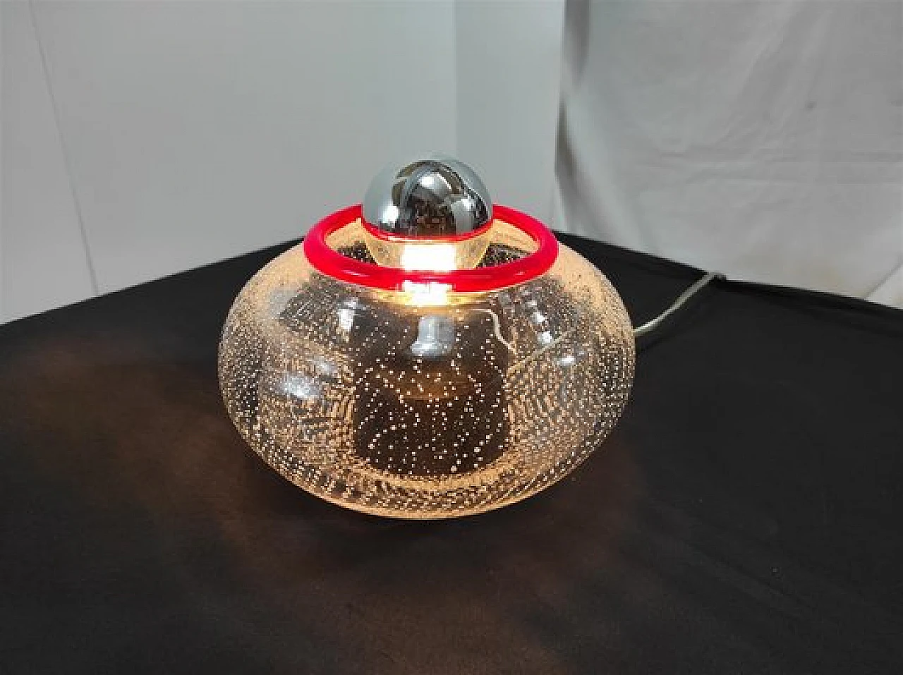 5 Appliques in vetro di Murano trasparente e rosso di Leucos, anni '70 9