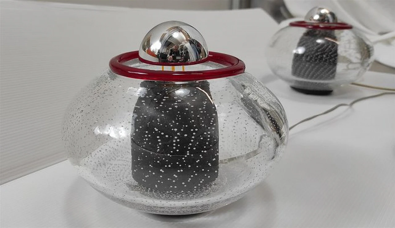 5 Appliques in vetro di Murano trasparente e rosso di Leucos, anni '70 11