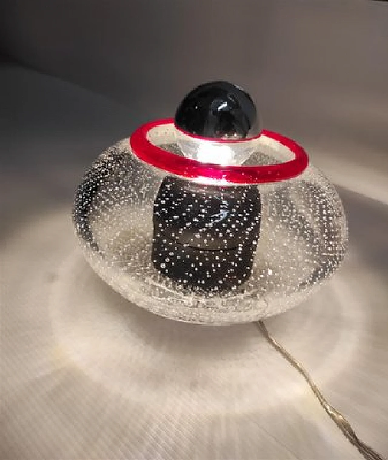 5 Appliques in vetro di Murano trasparente e rosso di Leucos, anni '70 12