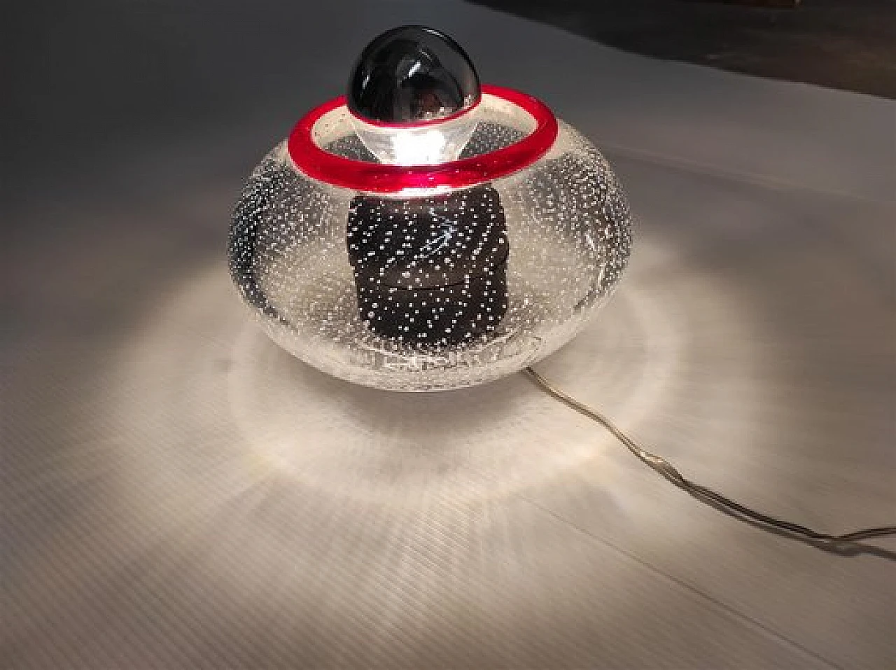 5 Appliques in vetro di Murano trasparente e rosso di Leucos, anni '70 13