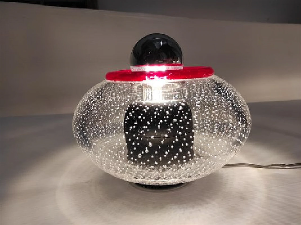 5 Appliques in vetro di Murano trasparente e rosso di Leucos, anni '70 14