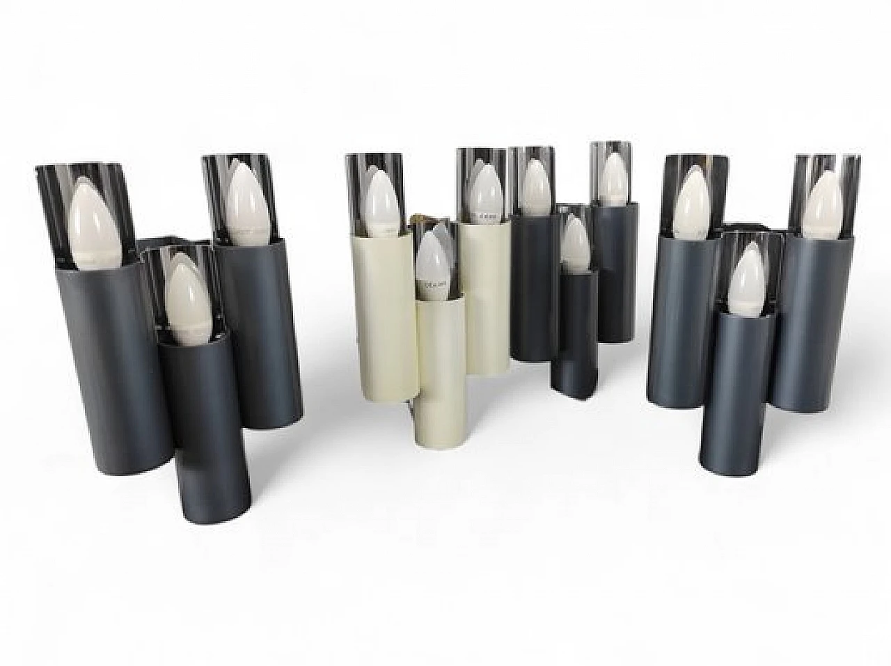 4 Appliques in metallo cromato e laccato di Stilnovo, anni '60 14