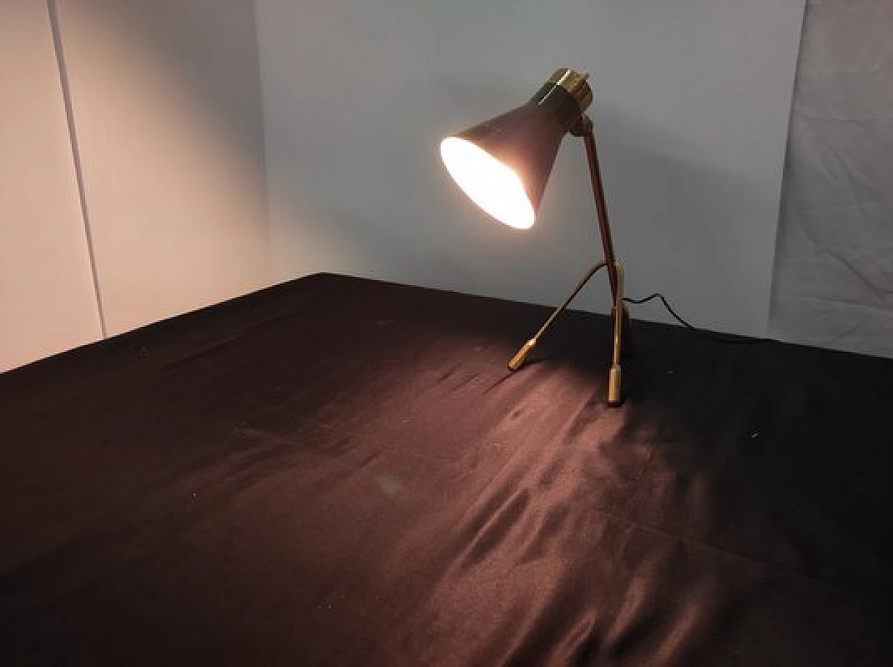 Ochetta table lamp in brass & aluminum by Giuseppe Ostuni, 1950s 5