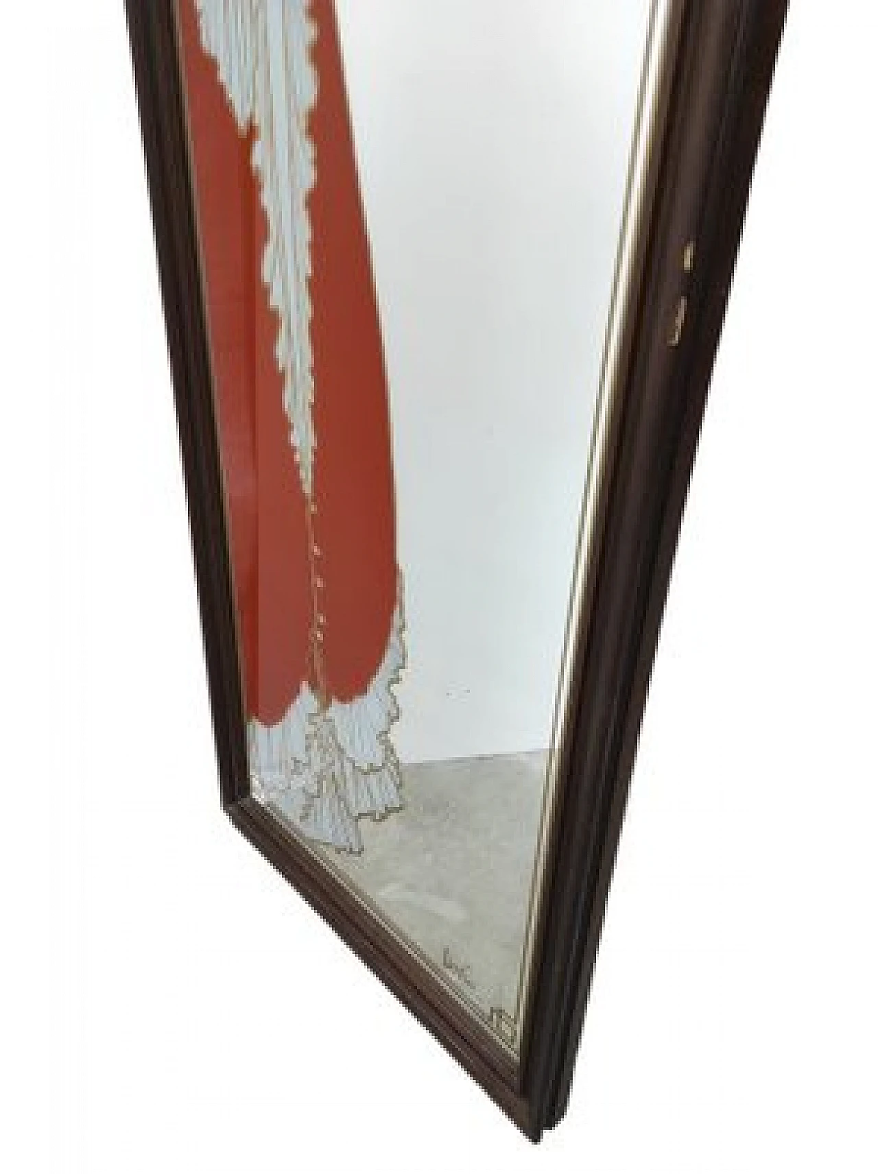 Specchio in stile Liberty con Dama e cornice in legno, anni '50 3