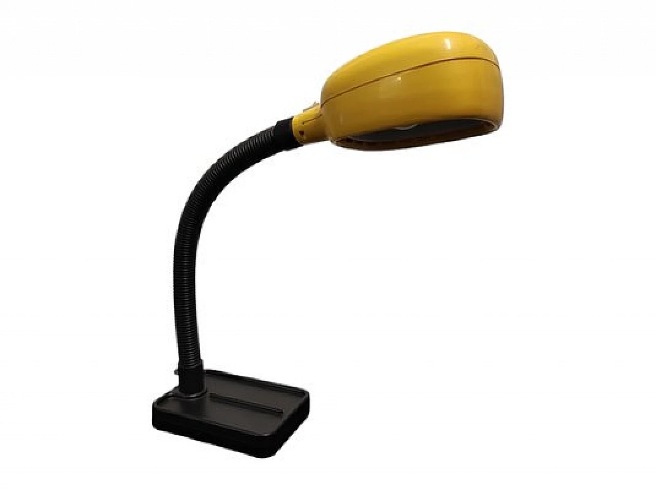 Lampada da tavolo in plastica nera e gialla, anni '80 1