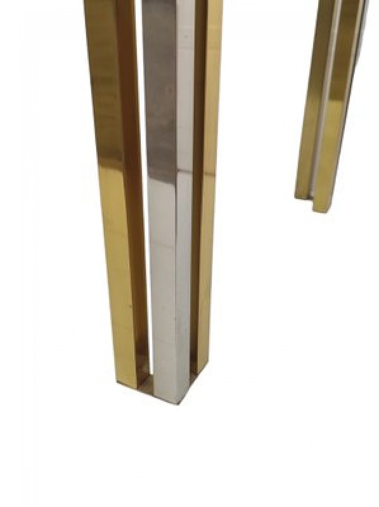 Tavolino da salotto angolare in ottone e vetro, anni '70 7