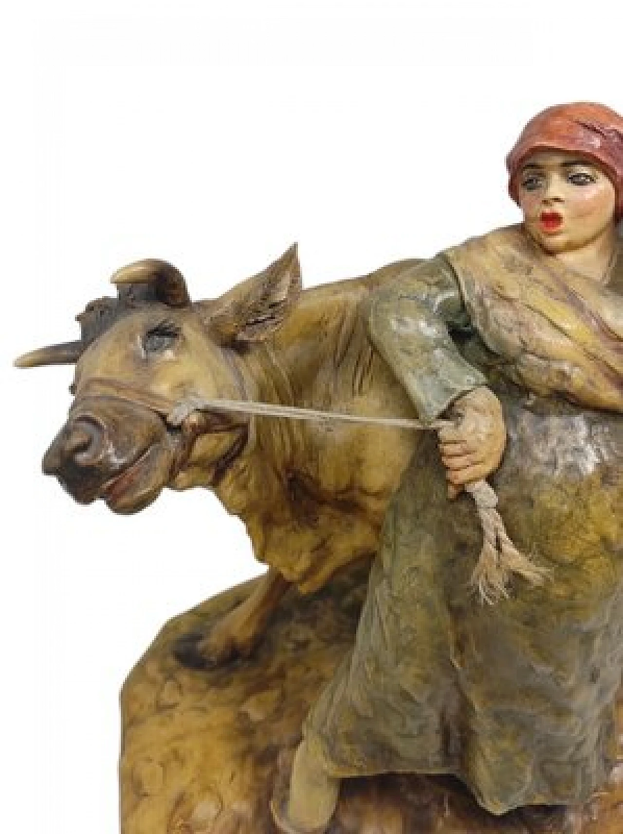 Guido Cacciapuoti, Contadina con vacca, statuetta in ceramica 5