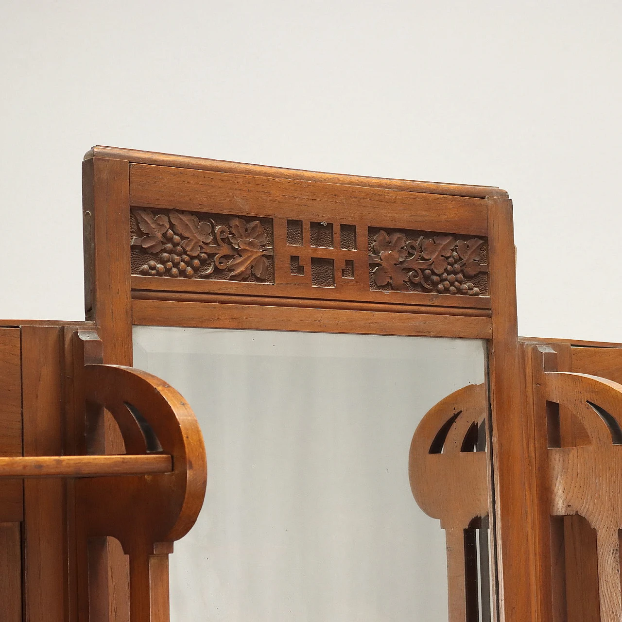 Credenza Liberty in rovere con specchio, inizio '900 4