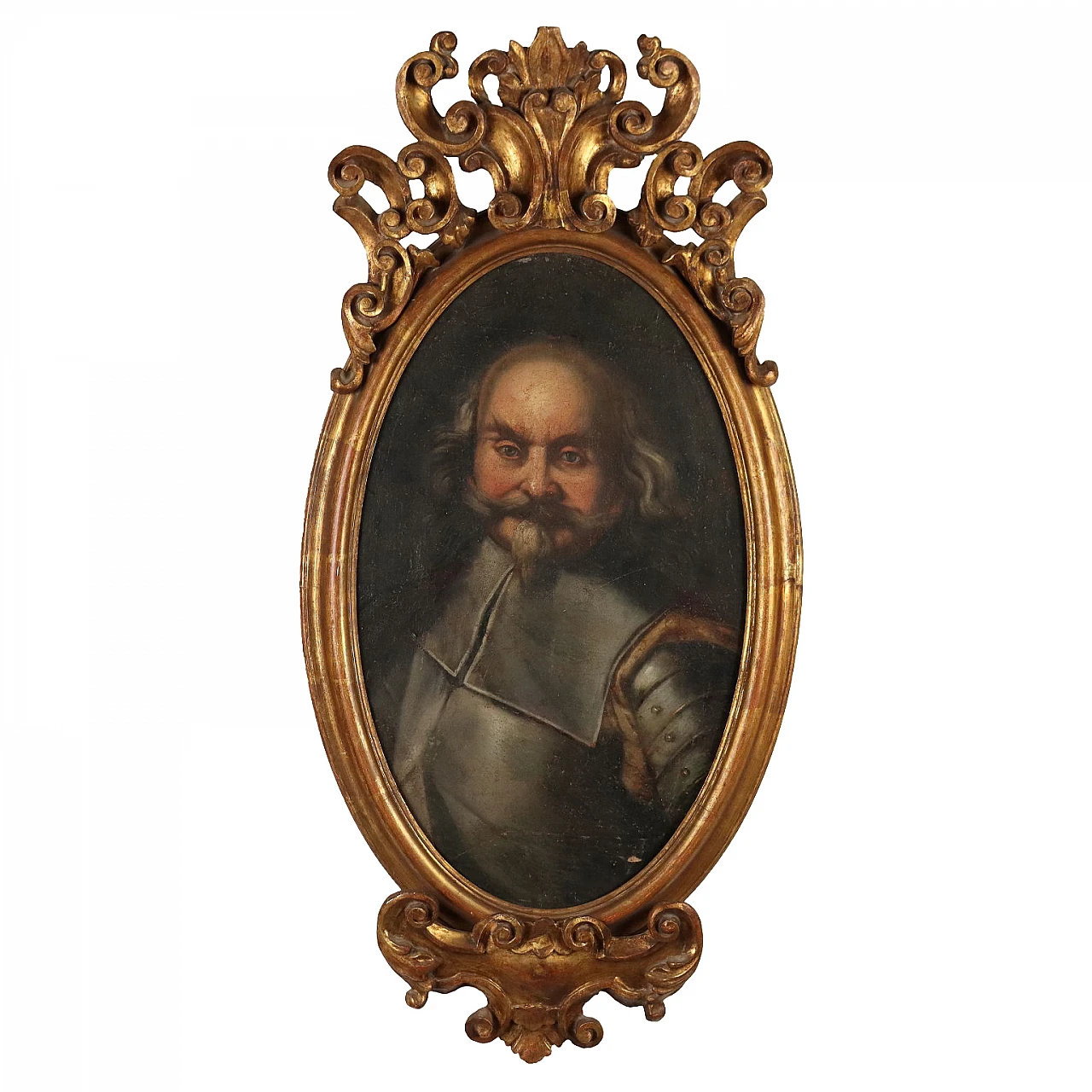 Portrait of soldier in armor, oil on canvas, 17th century 1