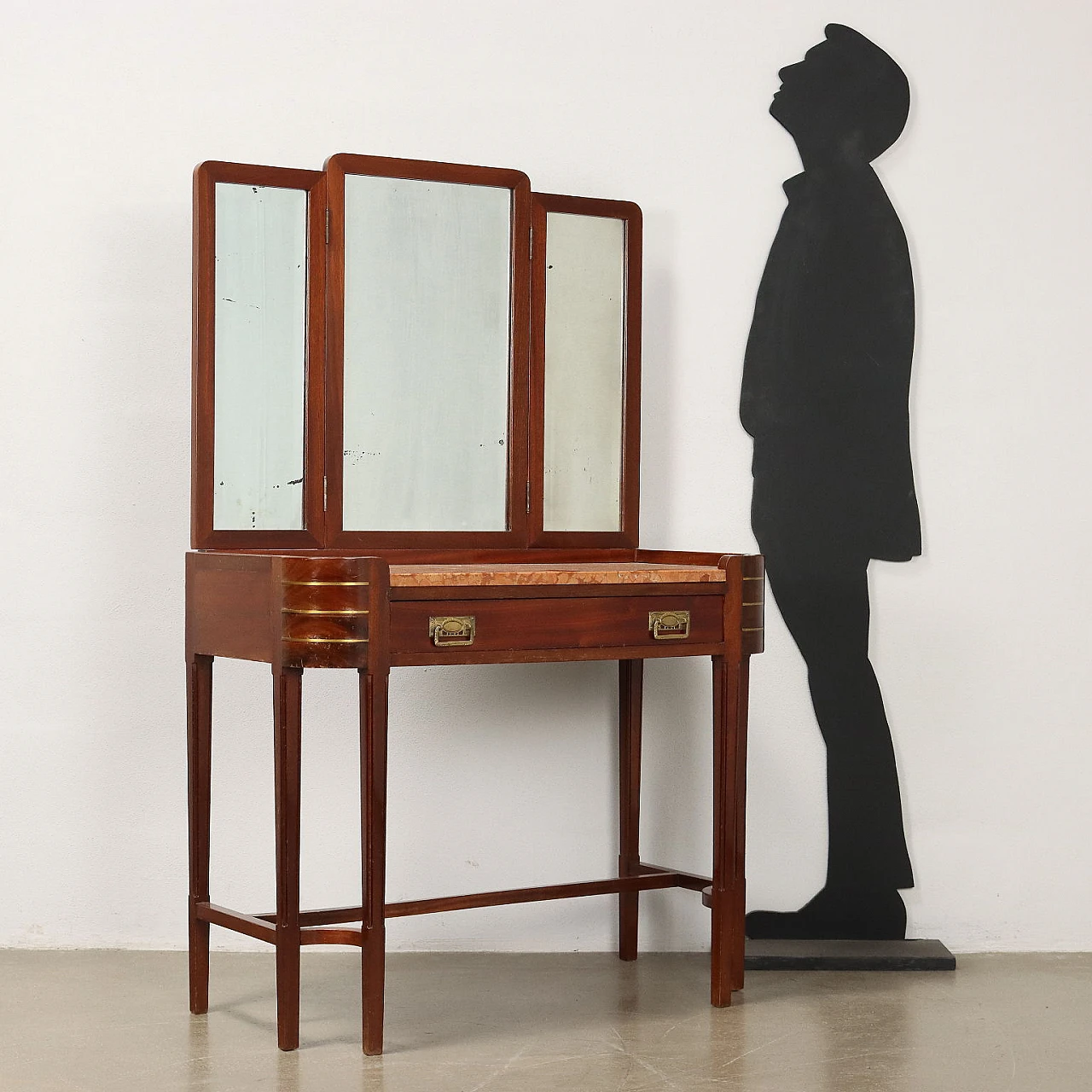 Petineuse Liberty in mogano con piano in marmo, inizio '900 2