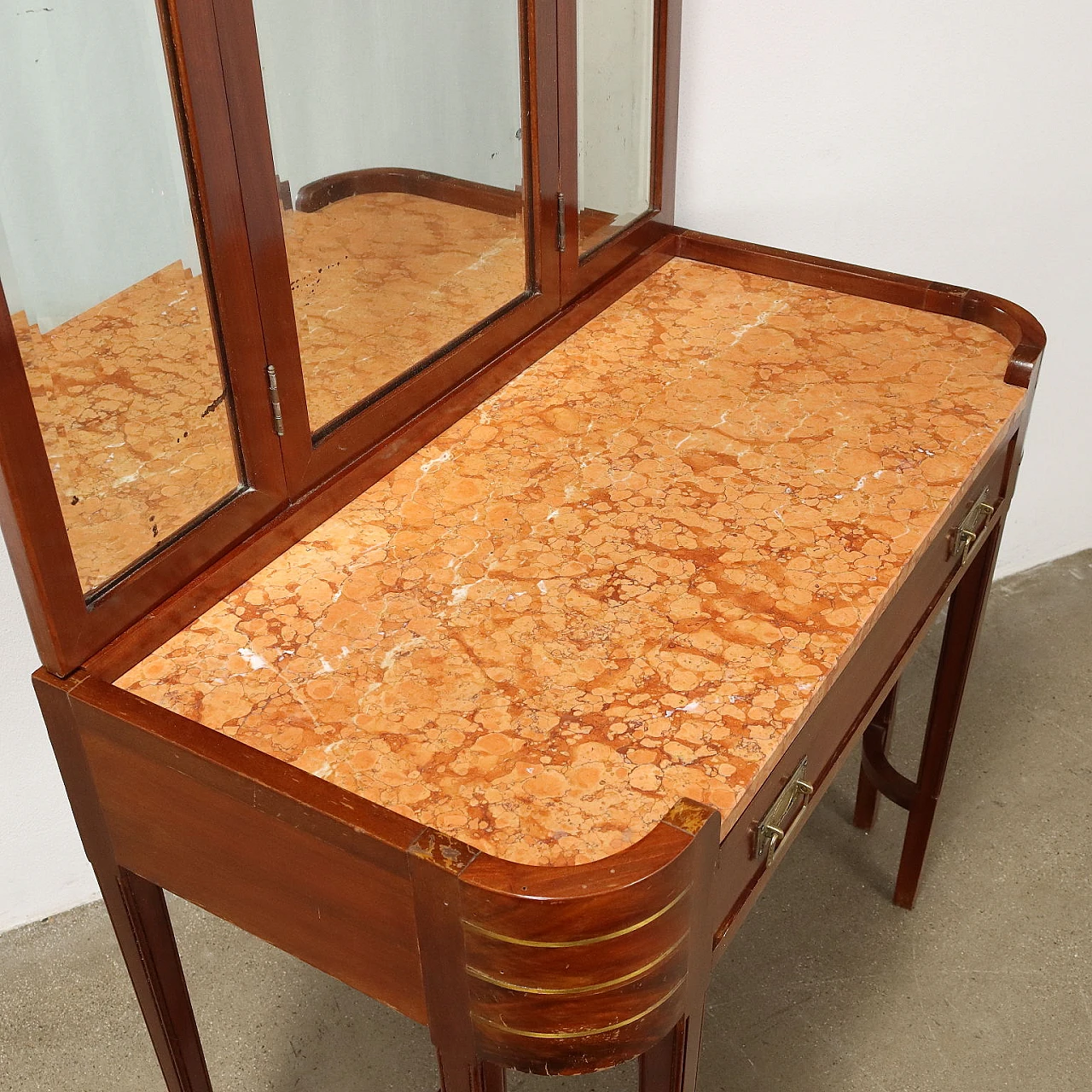 Petineuse Liberty in mogano con piano in marmo, inizio '900 7