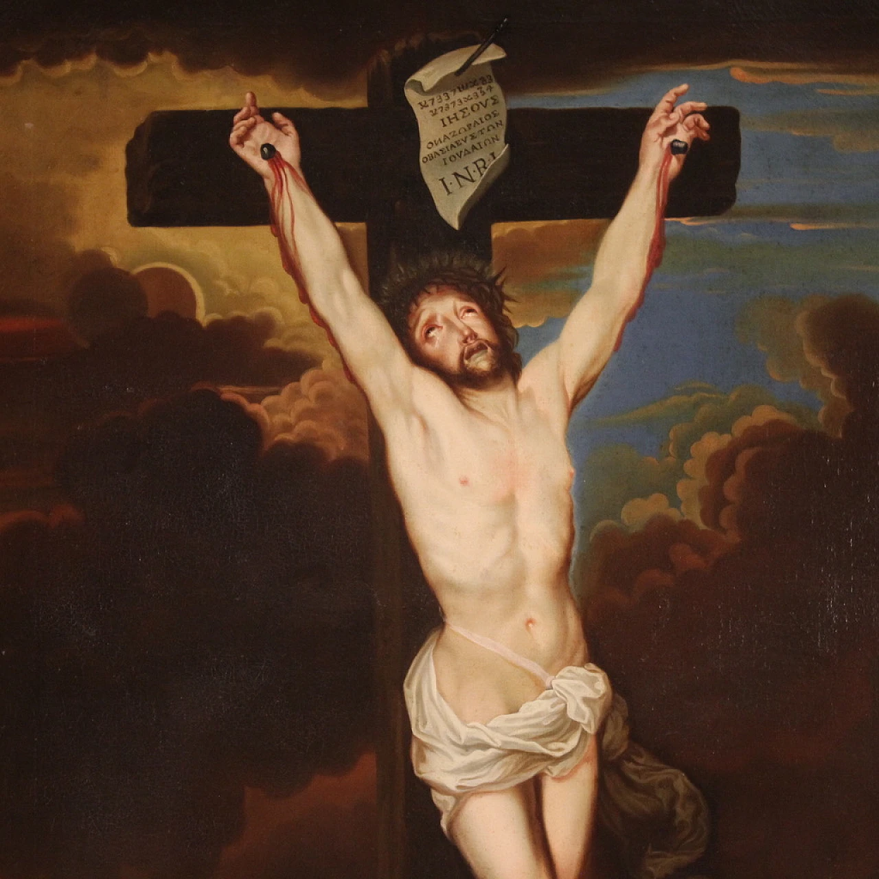 Bottega di Van Dyck, Crocifissione, dipinto a olio su tela, '600 2