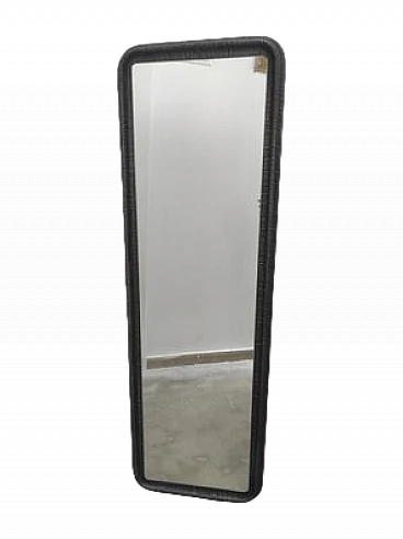 Specchio rettangolare in alluminio nero di L. Burchiellaro, anni '60