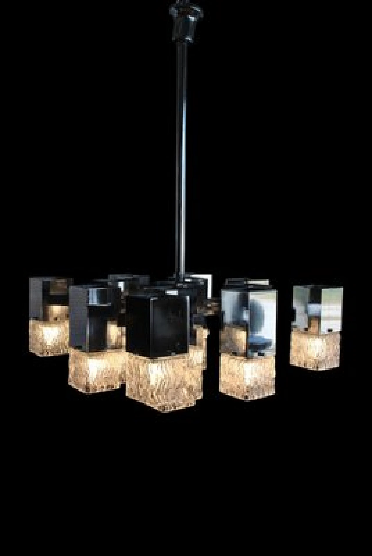Cubic chandelier in acrylic glass attributed to G. Sciolari, 1970s 2