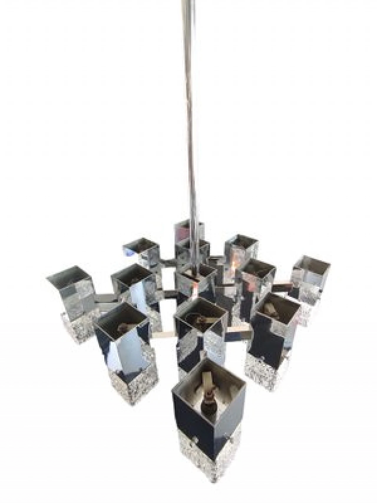 Cubic chandelier in acrylic glass attributed to G. Sciolari, 1970s 3