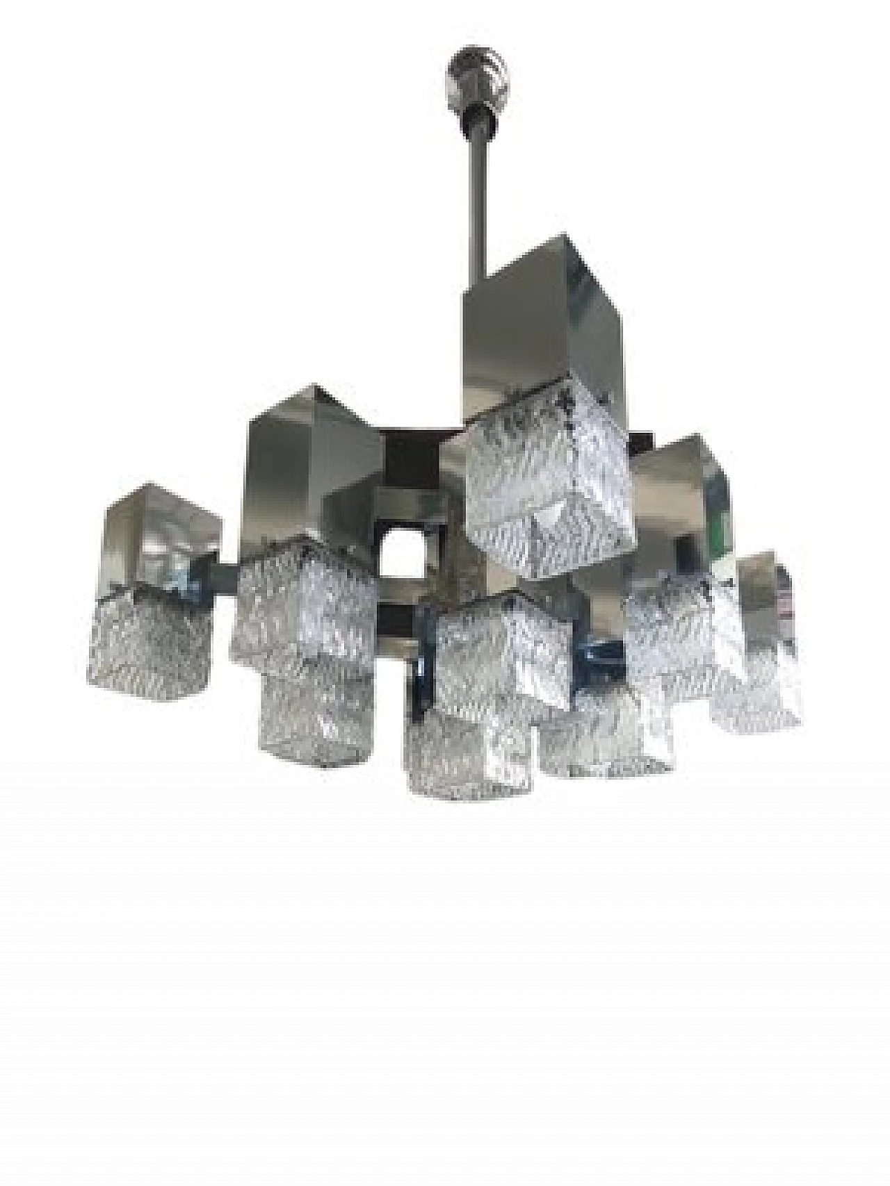 Cubic chandelier in acrylic glass attributed to G. Sciolari, 1970s 4