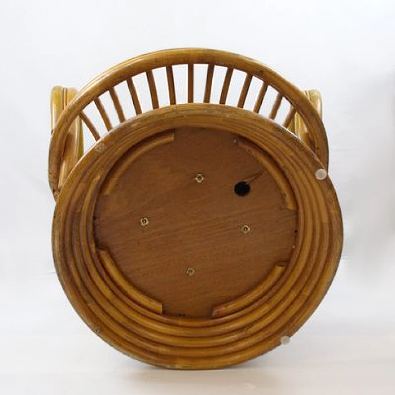 Sedia a dondolo con braccioli in bambù, anni '70 12