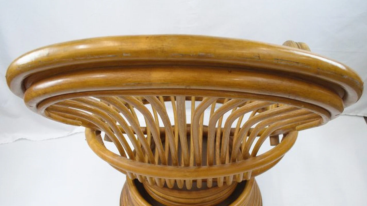 Sedia a dondolo con braccioli in bambù, anni '70 13