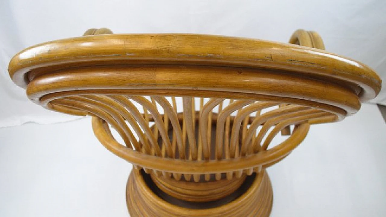 Sedia a dondolo con braccioli in bambù, anni '70 14