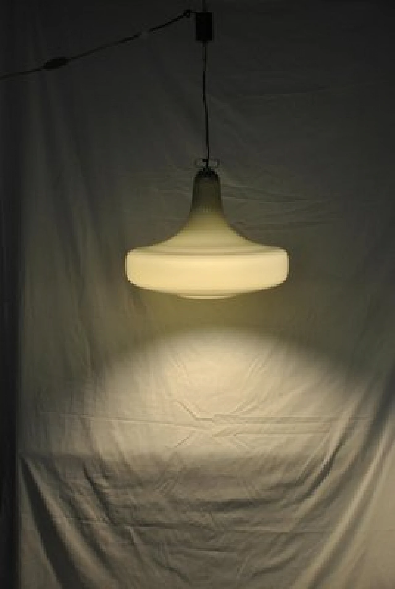 Ceiling lamp in grey opaline glass, 1960s 3