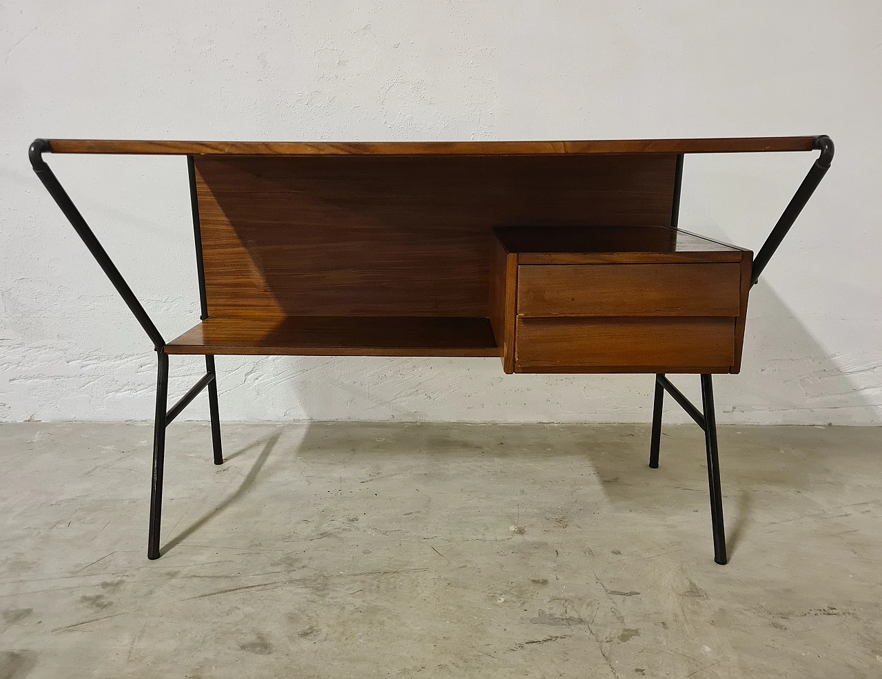 Teak and metal desk attributed to Anonima Castelli, 1960s 2
