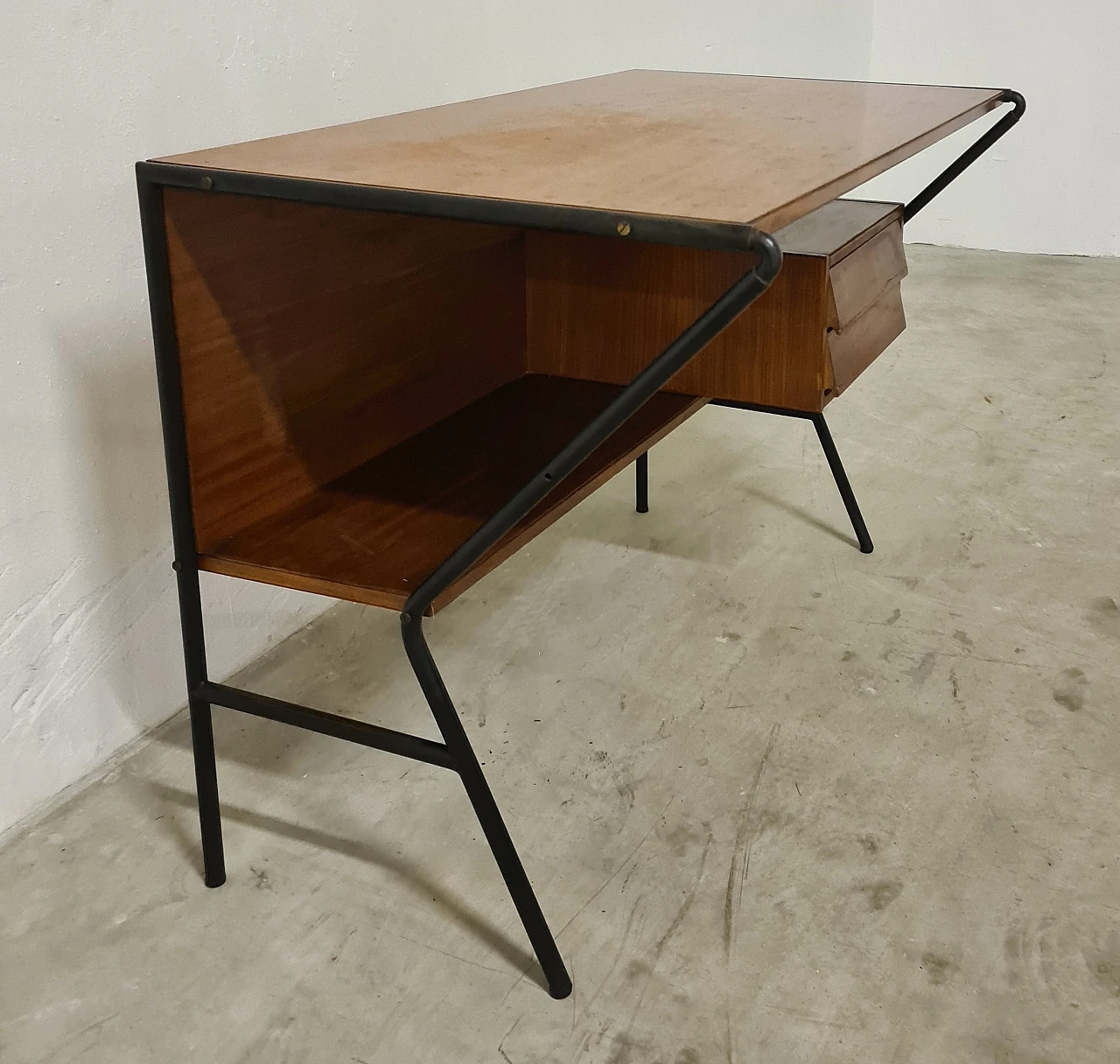 Teak and metal desk attributed to Anonima Castelli, 1960s 6