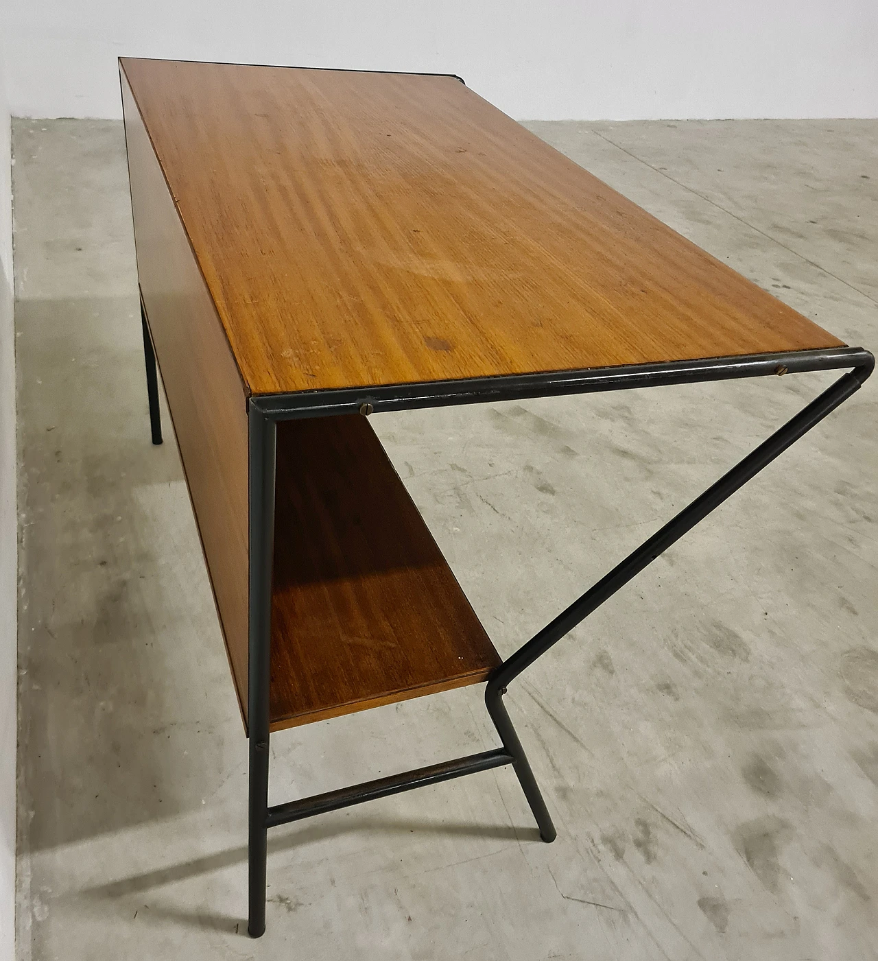 Teak and metal desk attributed to Anonima Castelli, 1960s 7