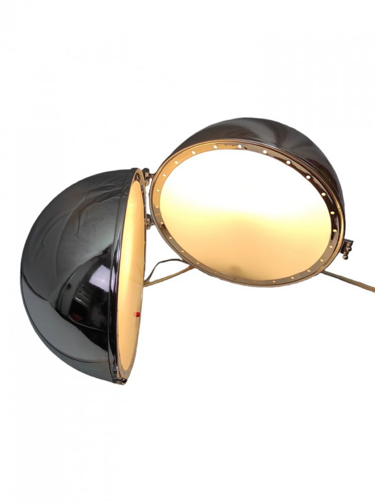 Chromed metal openable sphere table lamp, 1970s 9