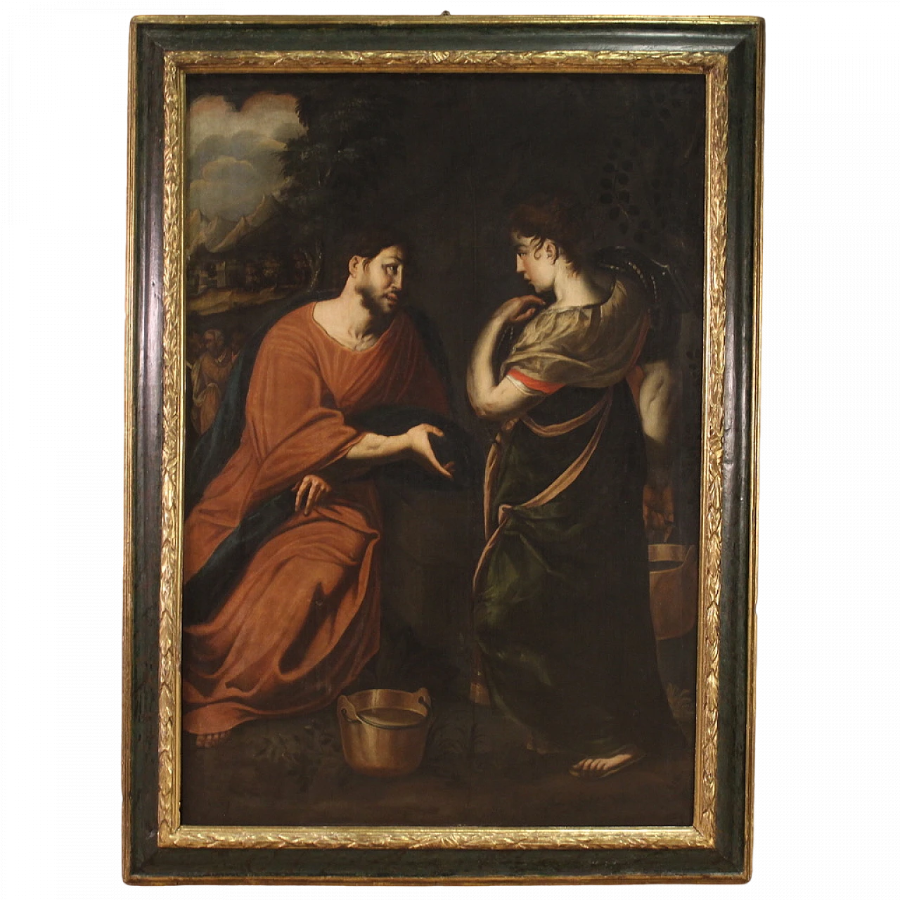 Christ and the Samaritan woman, oil painting on canvas, 17th century 16